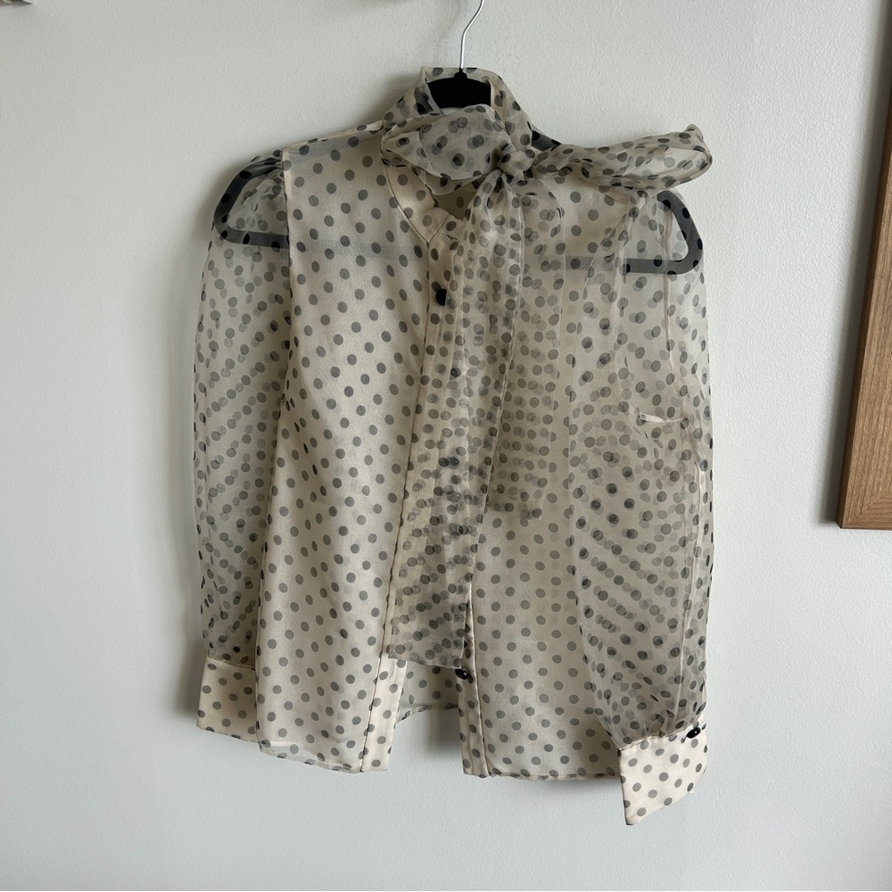 Zara Cream Blouse with Polka Dots